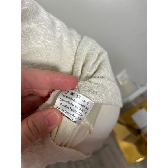 Princess Polly Cream Lace One Shoulder Ruched Mini Dress Size US 4 - Picture 7 of 8